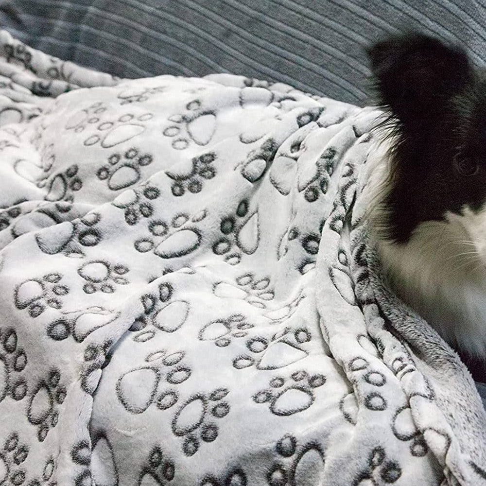 Flannel Paw Print Dog Blanket  Soft & Cozy