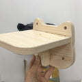Solid wood wall-mounted cat climbing platform corner shelf showcasing sturdy design and attachment for easy installation.