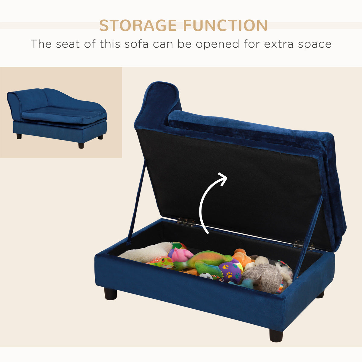 Elevated Pet Couch with Built-In Storage
