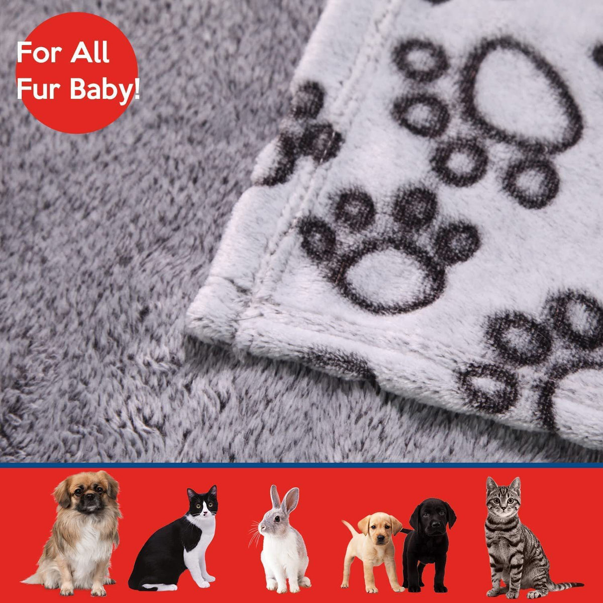 Flannel Paw Print Dog Blanket  Soft & Cozy
